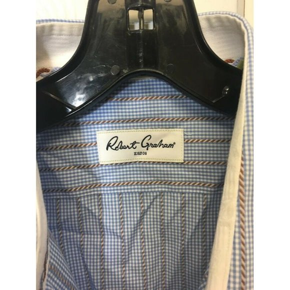ROBERT GRAHAM EST.01 MENS SHIRT 41/16 BLUE CHECK EUC LONG SLEEVE 100% COTTON - Picture 2 of 10